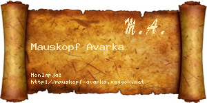 Mauskopf Avarka névjegykártya